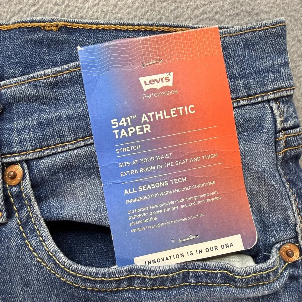 Levis 541 Athletic Taper Jeans Mens 42x36 Blue Cotton Stretch Workwear Classic